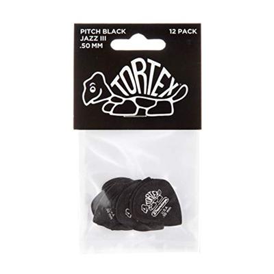Dunlop Tortex Pitch Black Jazz III 0.50mm 12-pack plectrumset zwart