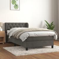 Boxspring met matras fluweel donkergrijs 80x200 cm - thumbnail