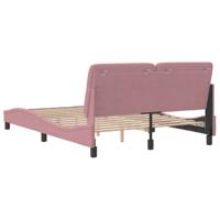 Bedframe met hoofdeinde fluweel roze 140x200 cm - thumbnail