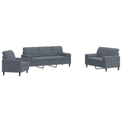 4-delige Loungeset met kussens en bolsters fluweel donkergrijs
