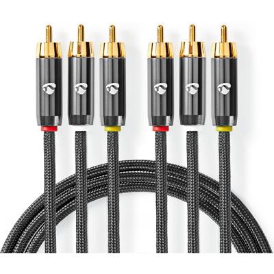 Nedis Composiet Videokabel | 3x RCA Male | 3x RCA Male | 2 m | 1 stuks - CVTB24300GY20 CVTB24300GY20