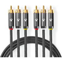 Nedis Composiet Videokabel | 3x RCA Male | 3x RCA Male | 2 m | 1 stuks - CVTB24300GY20 CVTB24300GY20 - thumbnail