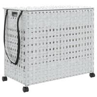 VidaXL Wasmand op wielen 66x35x60 cm rattan wit - thumbnail