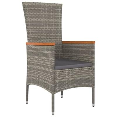 Tuinstoelen 4 st met kussens poly rattan grijs - thumbnail