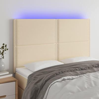 Hoofdbord LED 144x5x118/128 cm stof crèmekleurig