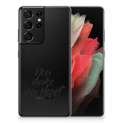 Samsung Galaxy S21 Ultra | Siliconen hoesje | met naam Heart Smile Samsung Galaxy S21 Ultra | Siliconen hoesje | met naam Heart Smile