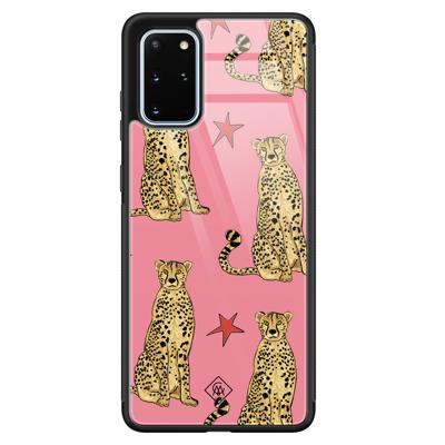 Samsung Galaxy S20 Plus glazen hardcase - The pink leopard