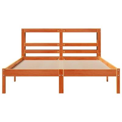 Bedframe met hoofdbord massief grenenhout wasbruin 140x190 cm