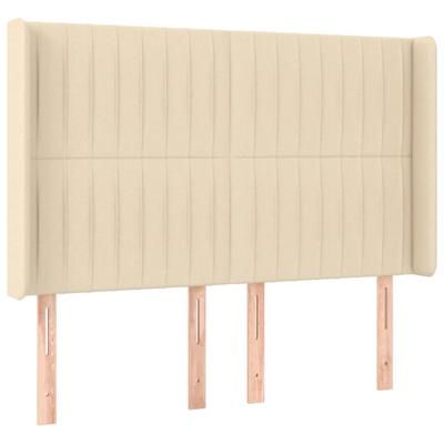 Hoofdbord met randen 147x16x118/128 cm stof crèmekleurig