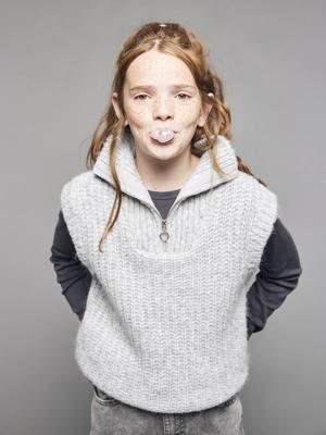 Mouwloze trui met col voor meisjes JONEN gemêleerd grijs