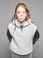 Mouwloze trui met col voor meisjes JONEN gemêleerd grijs - thumbnail