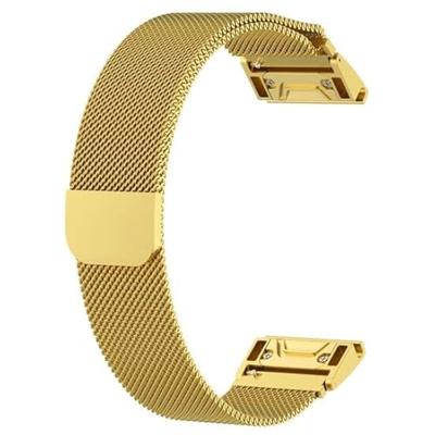 By Qubix - Milanese bandje - Goud - Compatible met Garmin Fenix 8-51mm - Compatible Garmin bandje