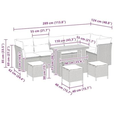 Tuinbankenset 10 pcs Beige poly rattan