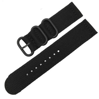 Wasbaar nylon canvas horlogeband band breedte: 22mm (zwart met zwarte ring gesp)