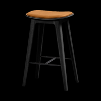 Nordic Bar Stool - Black Stained Oak with stitches - thumbnail