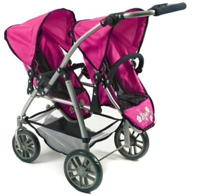 Tweeling Poppenwagen Vario - Dots Navy Pink