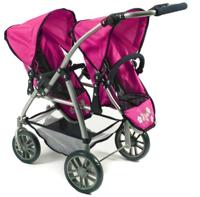Tweeling Poppenwagen Vario - Dots Navy Pink - thumbnail