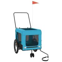 Hondenfietstrailer oxford stof en ijzer blauw en zwart - thumbnail