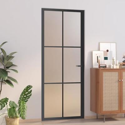 VidaXL Binnendeur 83x201,5 cm matglas en aluminium zwart VidaXL Binnendeur 83x201,5 cm matglas en aluminium zwart