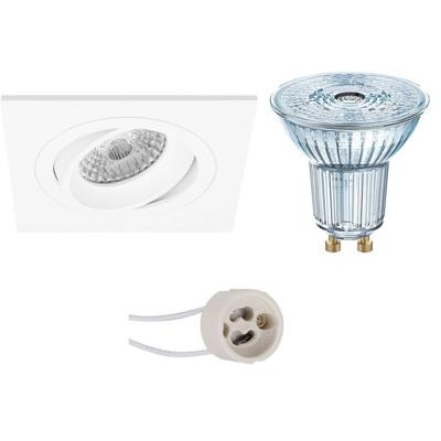 LED Spot Set - LEDVANCE Parathom PAR16 940 36D - Pragmi Borny Pro - GU10 Fitting - Dimbaar - Inbouw Vierkant - Mat Wit - 3.4W - Natuurlijk Wit 4000K - Kantelbaar - 92mm