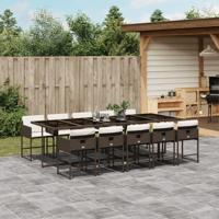 11-delige Tuinset met kussens poly rattan bruin - thumbnail