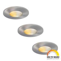 Set van 3 Vegas - LED platte inbouwspots met lage inbouwdiepte 60mm - 3,8 Watt 230 Lumen - Dim to Warm - GU10 LED Module - Dimbaar - Rond - IP44 voor badkamer, buiten en binnen - RVS - thumbnail