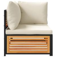 Tuinhoekbank met kussens massief acaciahout - thumbnail