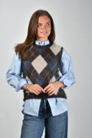 Lisa Yang trui Yasmin 2025516 wood/night fall/sand/cream argyle brushed WN - thumbnail