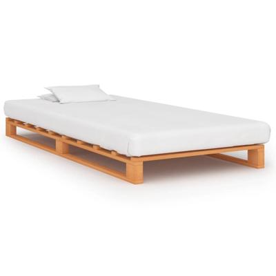 VidaXL Bedframe pallet massief grenenhout bruin 90x200 cm VidaXL Bedframe pallet massief grenenhout bruin 90x200 cm