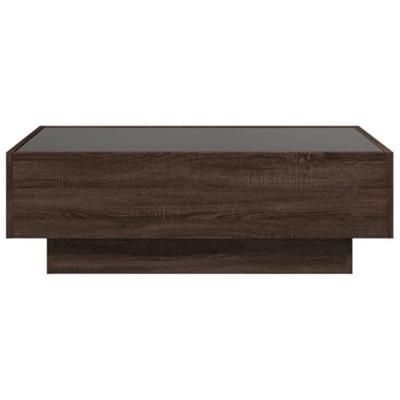 Salontafel met LED 90x50x30 cm bewerkt hout bruin eikenkleurig Salontafel met LED 90x50x30 cm bewerkt hout bruin eikenkleurig