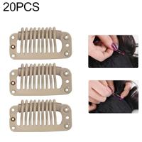 20 stuks 32mm 9-tanden haarverlenging clips snap metalen clips met silicone terug (blond) - thumbnail