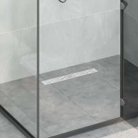 VidaXL Doucheafvoer met lijndesign zilver 60 cm roestvrij staal 304 - thumbnail