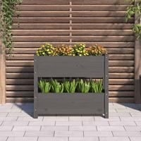 Plantenbak 77x25x66 cm massief grenenhout grijs - thumbnail