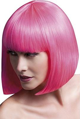 Professionele pruik kort neon pink