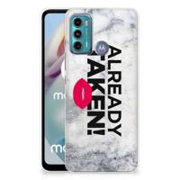 Motorola Moto G60 | Siliconen hoesje | met naam Already Taken White - thumbnail