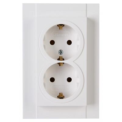 KOPP Athenis HK07 Dubbel Inbouw Stopcontact met Randaarde - Glans Wit