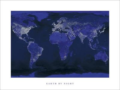 Kunstdruk Earth by Night 80x60cm