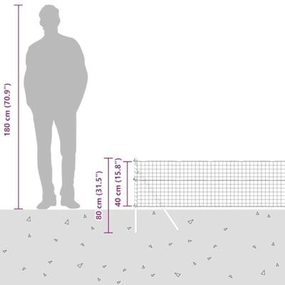 VidaXL Hek met paal grijs 0,4 x 10 m staal en pvc
