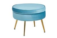 Artistiq Poef 'Andres' Velvet, kleur blauw - thumbnail