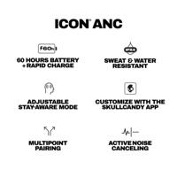 Skullcandy Icon ANC On-Ear Actieve Noise Cancelling Draadloze Bluetooth Hoofdtelefoon, 60 uur Batterij, Microfoon, Werkt met iPhone Android - Bone - thumbnail