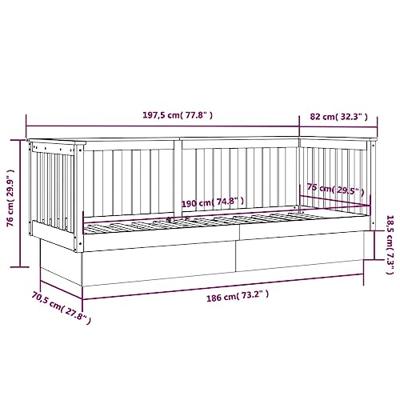 Slaapbank 75x190 cm massief grenenhout grijs Slaapbank 75x190 cm massief grenenhout grijs