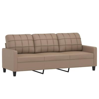 3-delige Loungeset met kussens kunstleer cappuccino