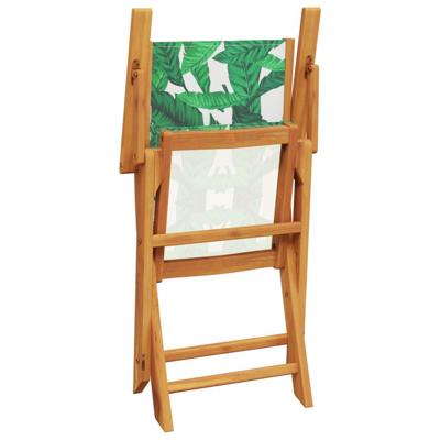 3-delige Bistroset bladpatroon stof en massief hout - thumbnail