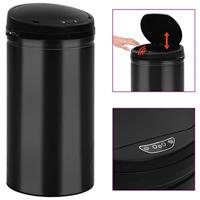 VidaXL Prullenbak met automatische sensor 50 l koolstofstaal zwart - thumbnail