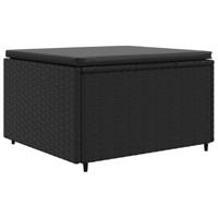 4-delige Loungeset met kussens poly rattan zwart - thumbnail