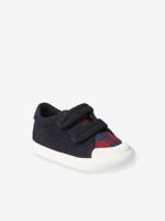 Textielen sneakers met klittenband voor baby blauw, geruit - thumbnail