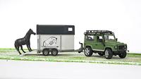 Bruder Land Rover Defender, paardentrailer, 1 paard - thumbnail