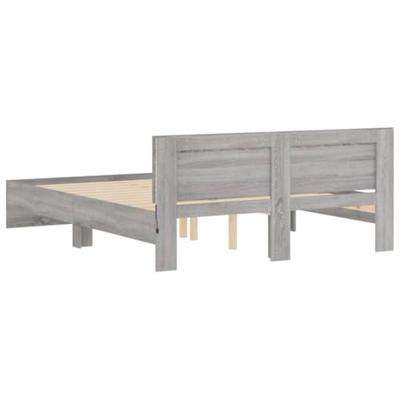 Bedframe met hoofdeinde en LED-licht grijs sonoma 160x200 cm