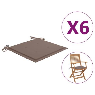 VidaXL Tuinstoelkussens 6 st 40x40x4 cm oxford stof taupe