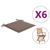 VidaXL Tuinstoelkussens 6 st 40x40x4 cm oxford stof taupe - thumbnail